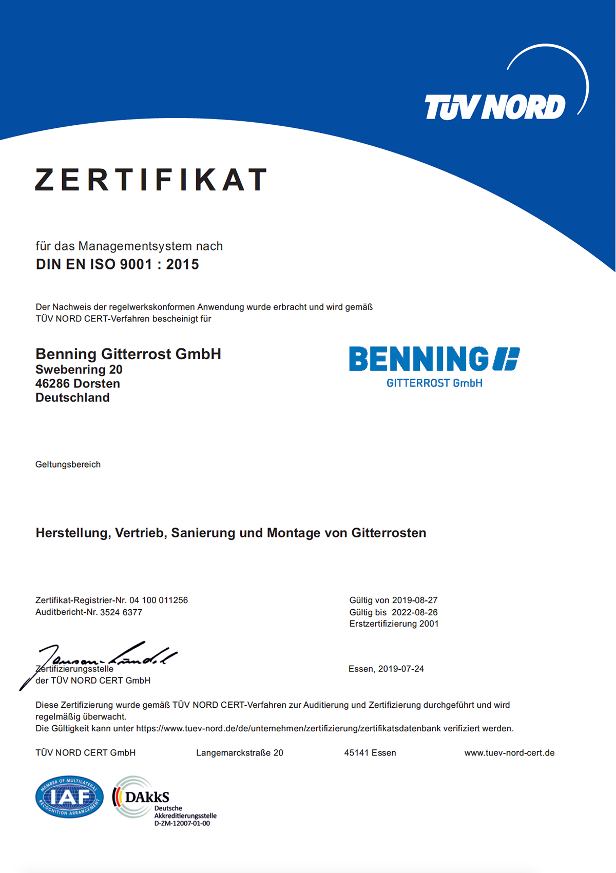 Zertifikat SCC-System